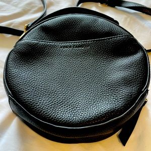 Vince Camuto Round Black Leather Crossbody Bag